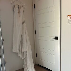 Sherri Hill White Dress with Subtle Shine